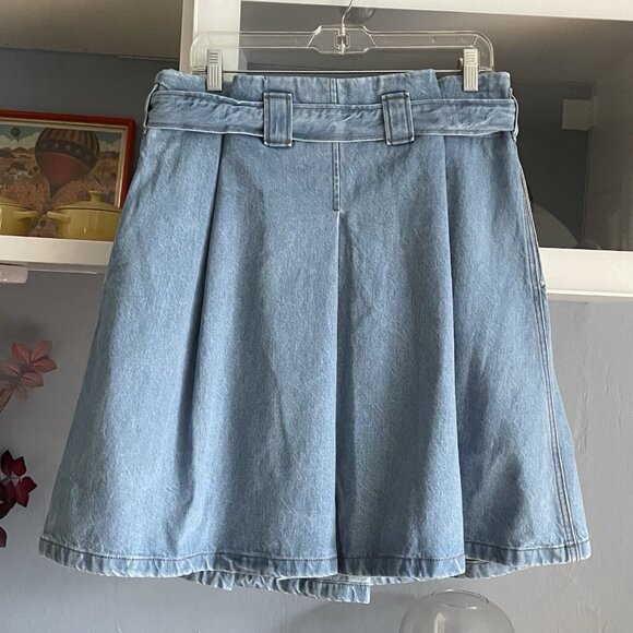 ACNE STUDIOS Bla Konst Light Denim Jean Pleated Belted Skirt Size 36 - Picture 4 of 12